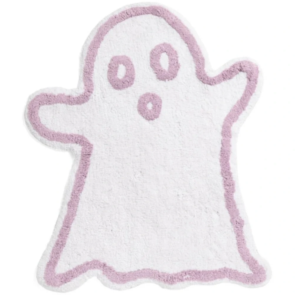 VISTA HOME FASHIONS 2.25x2.6 Figural Ghost Bath Rug, Purple & White